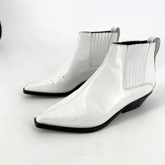 Rag & Bone Westin Boot Women 37.5 White Leather Pointed Toe Western Minimalist - Picture 2 of 13